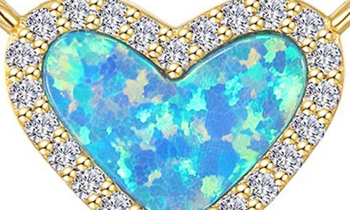 Lafonn Simulated Blue Opal & Simulated Diamond Heart Pendant Necklace In Gold/blue