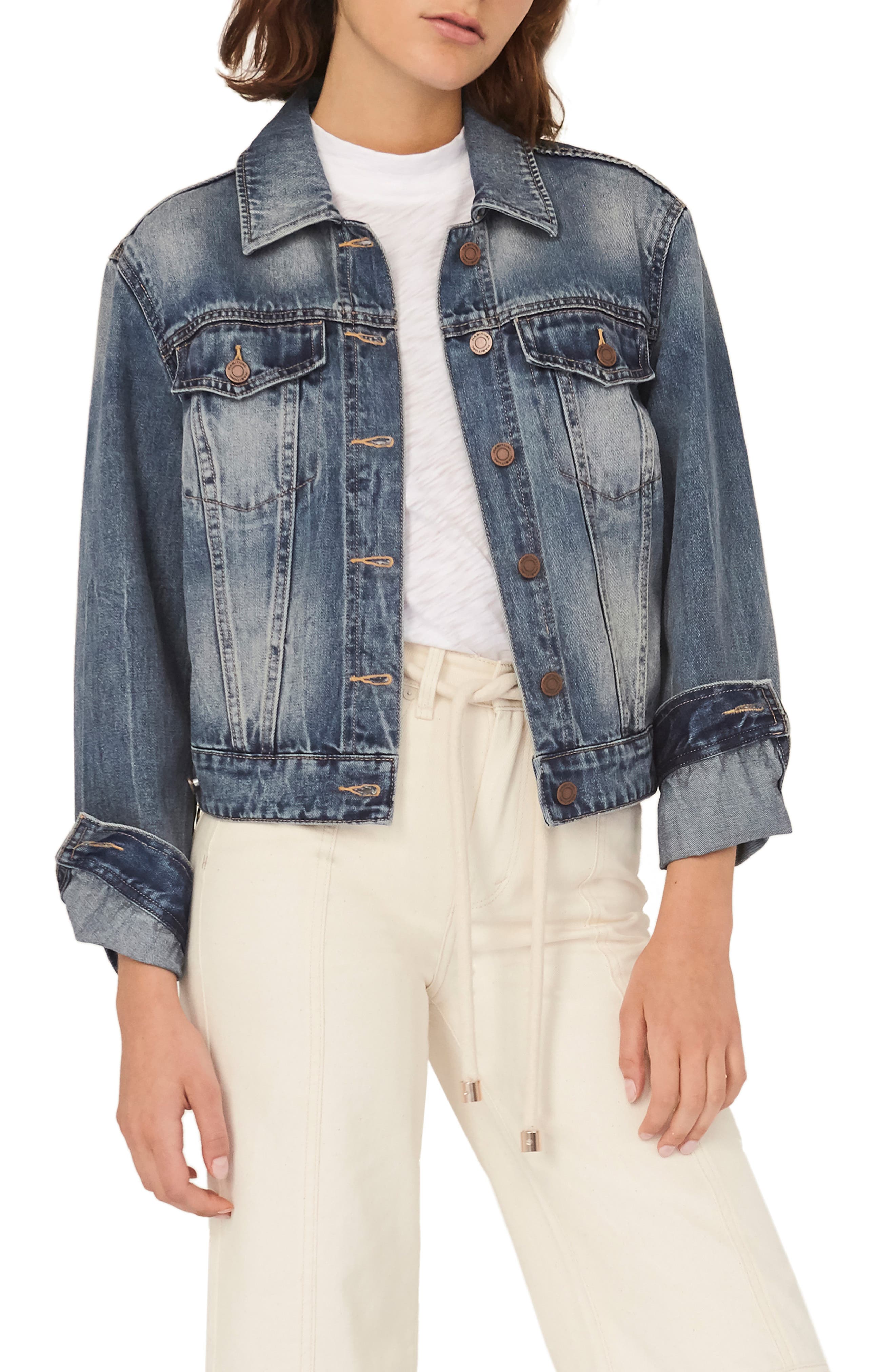denim jacket with tan collar