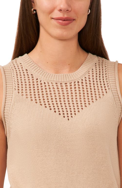 Halogen Open Stitch Sleeveless Sweater In Oxford Tan