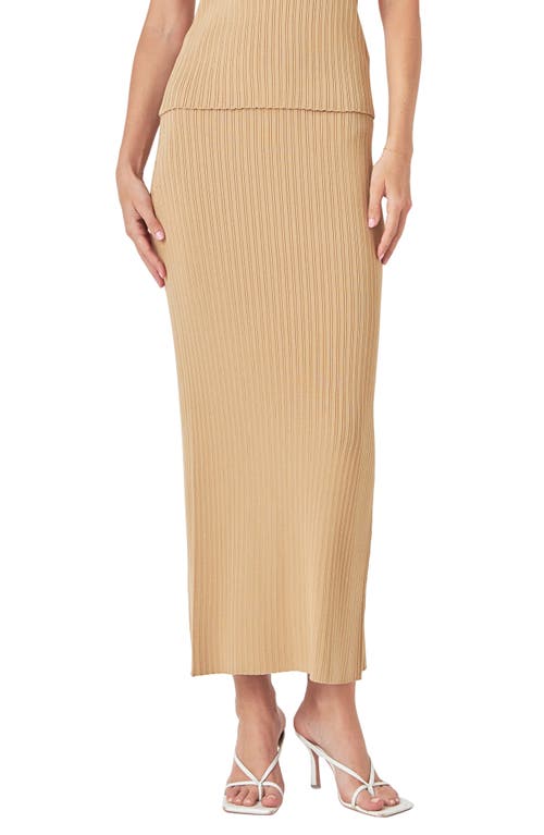 Endless Rose Women's Ribbed Slit Maxi Skirt In Camel