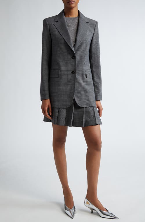 Shop Max Mara Studio David Glen Plaid Wool Blend Blazer In Medium Grey