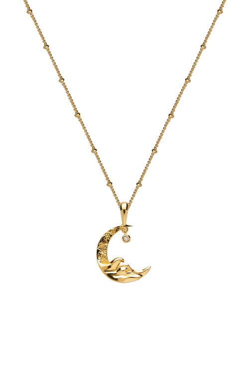 Awe Inspired Moon Wave Diamond Pendant Necklace in Gold Vermeil