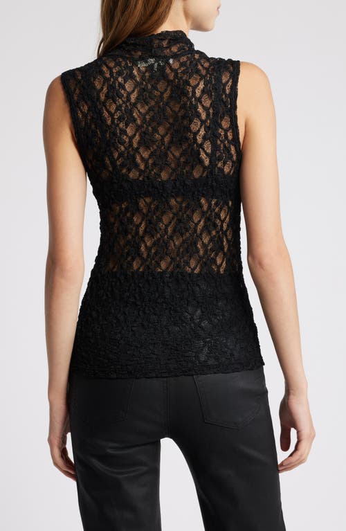 Shop Frame Mock Neck Sleeveless Lace Top In Black