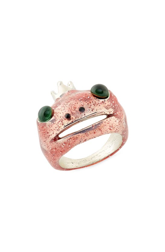 Collina Strada Pink Glitter Frog Ring In Light Pink