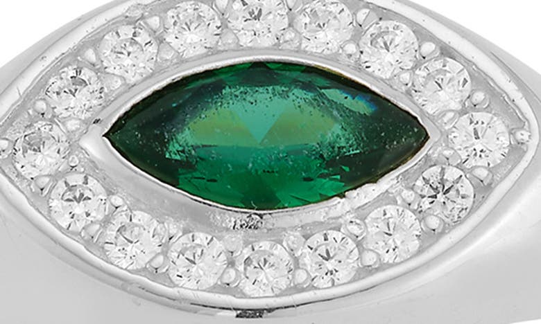 Sphera Milano Rhodium Plate Marquise Cut Cz Signet Ring In Silver