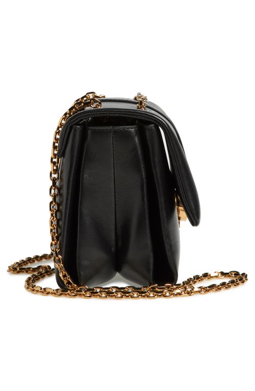 Versace Kleio Flap Leather Chain Shoulder Bag In Black- Gold