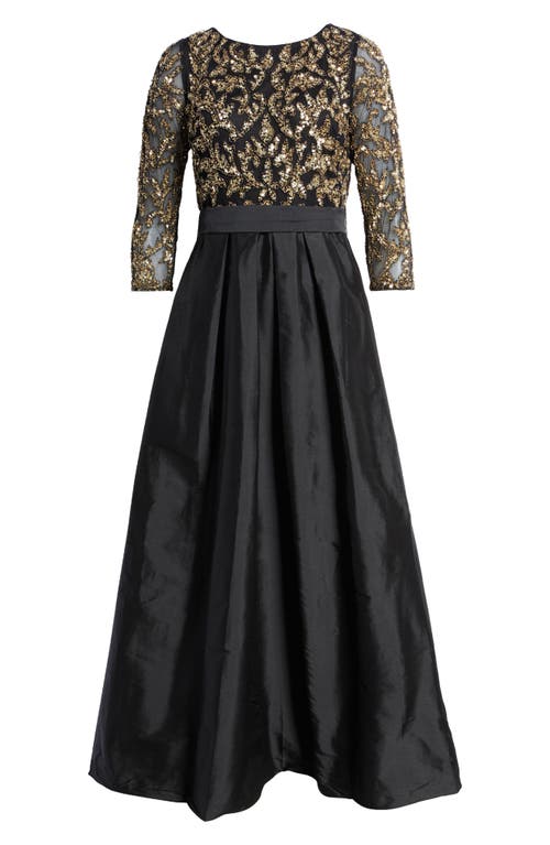 Pisarro Nights Sequin Bodice Gown In Black/gold