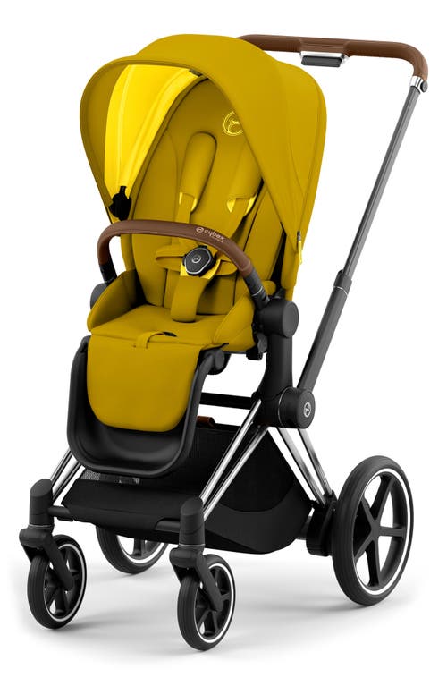 CYBEX e-PRIAM 2 Electronic Smart Stroller with Chrome/Brown Frame in Mustard Yellow at Nordstrom