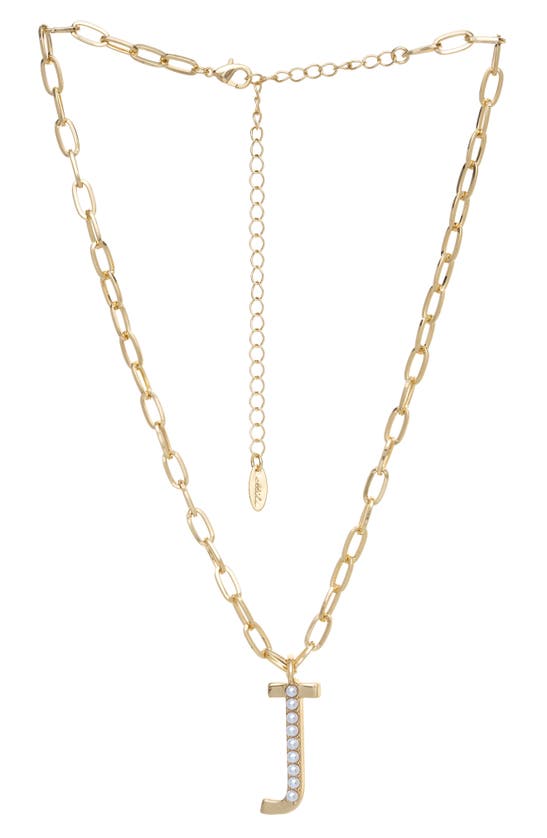 Ettika Imitation Pearl Initial Pendant Necklace In Gold- J