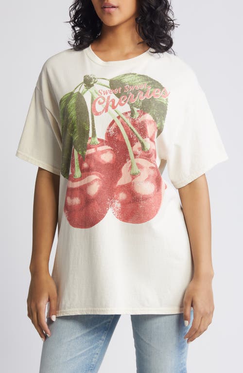Cherries Cotton Graphic T-Shirt in Natural