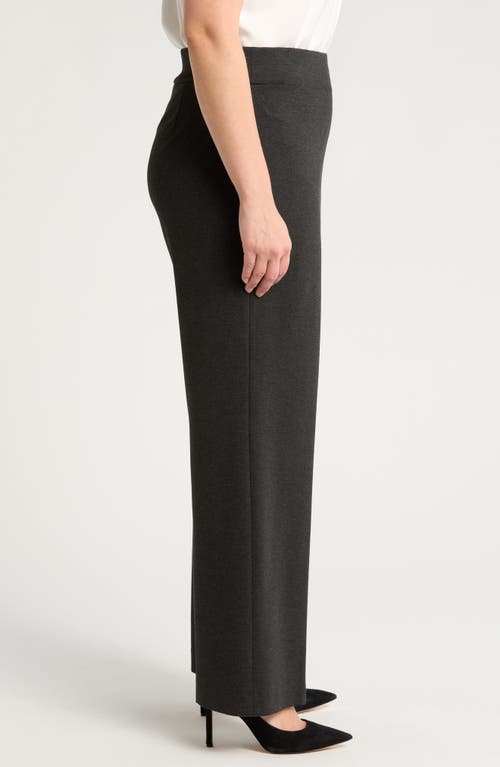 Shop Anne Klein Pull-on Wide Leg Pants In Dark Grey Heather