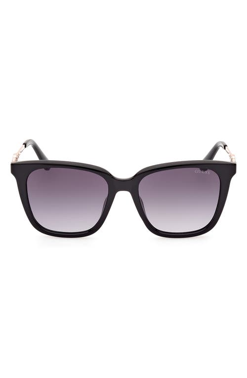53mm Square Sunglasses in Shiny Black /Gradient Smoke