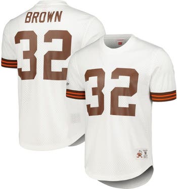 Mitchell & Ness Men's Mitchell & Ness Jim Brown White Cleveland Browns  Retired Player Name & Number Mesh Top