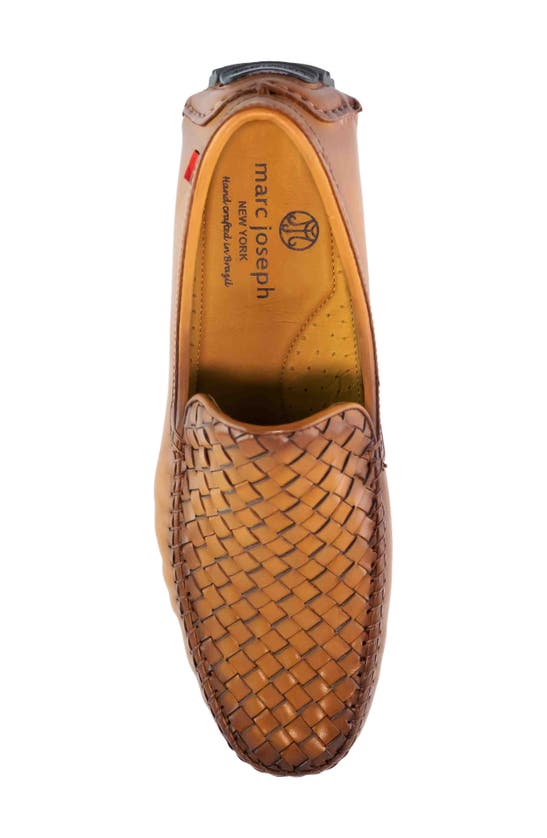 Shop Marc Joseph New York Spring Street Woven Leather Driving Loafer In Cognac Basket Napa