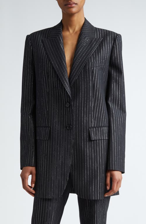 Michael Kors Collection Pinstripe Blazer In Black/silver