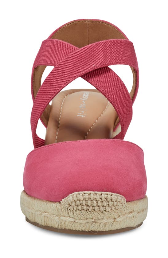 Easy Spirit Meza Strappy Wedge Sandal In Neon Pink Suede/textile ModeSens