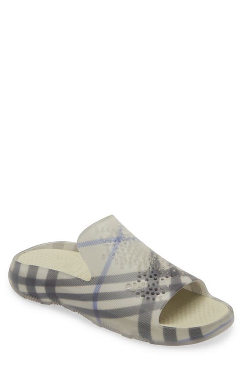 Shop Burberry Stingray Check Ekd Slide Sandal In Lichen Check