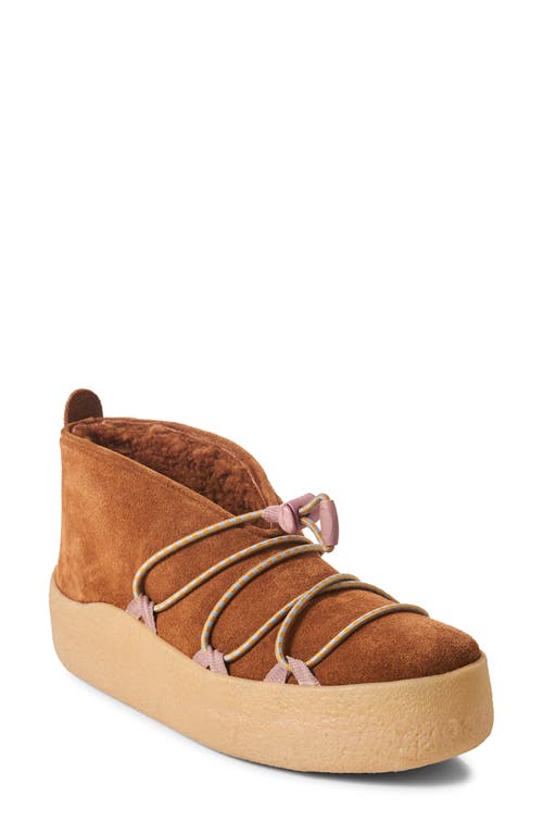 Shop Free People Snowdrop Micro Genuine Shearling Boot In Burnt Caramel Suede