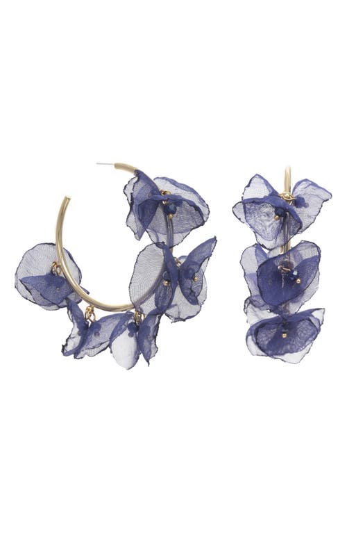 Stella + Ruby Chiffon Petal Hoop Earrings in Blue
