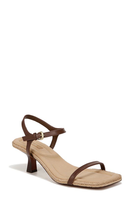 Shop Vince Coco Ankle Strap Espadrille Kitten Heel Sandal In Maple Wood