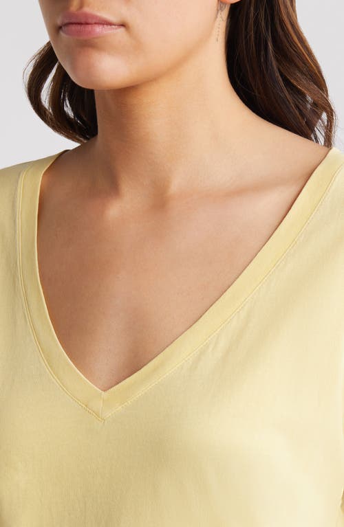 Shop Treasure & Bond Oversize V-neck Cotton T-shirt In Yellow Raffia