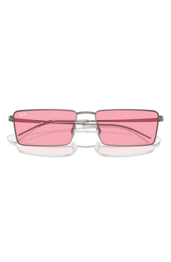 Ray Ban Sunglasses Unisex Emy - Gunmetal Frame Pink Lenses 56-17 In Pink
