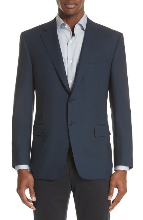 Canali Classic Fit Water Resistant Navy Wool Blazer | Nordstrom