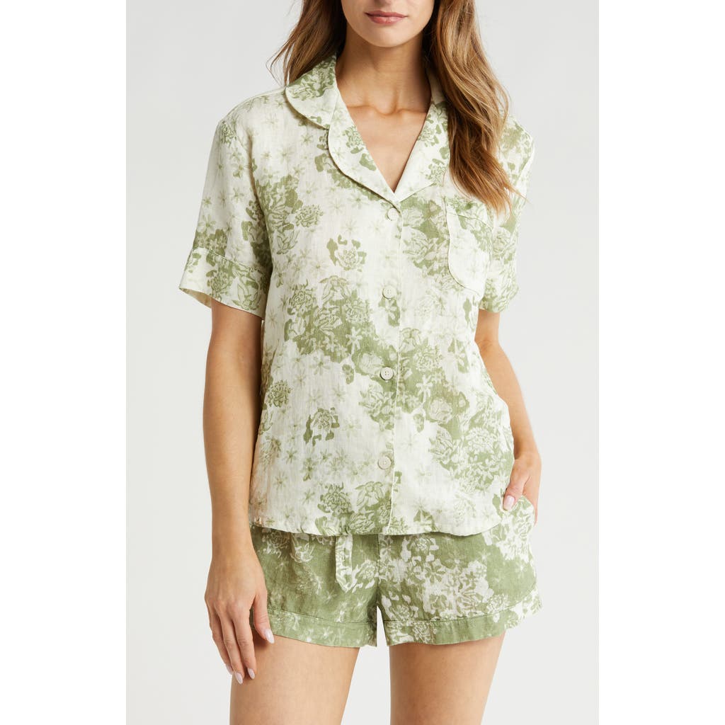 Desmond & Dempsey Print Cotton Short Pajamas In Green