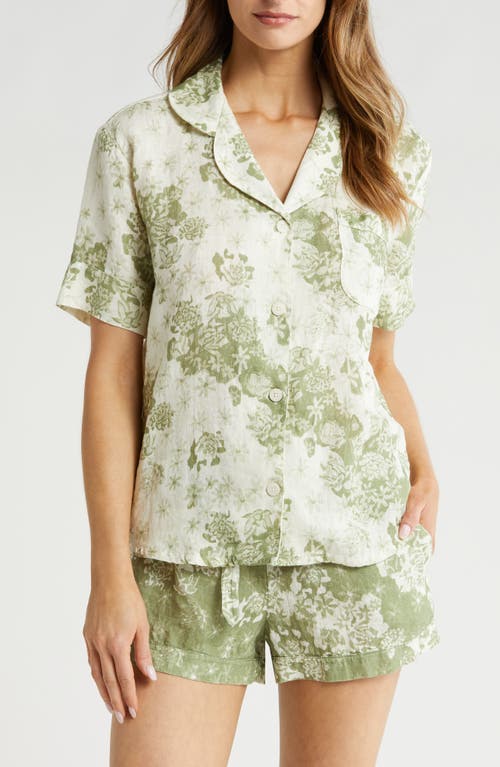 Print Cotton Short Pajamas in Sage/Green