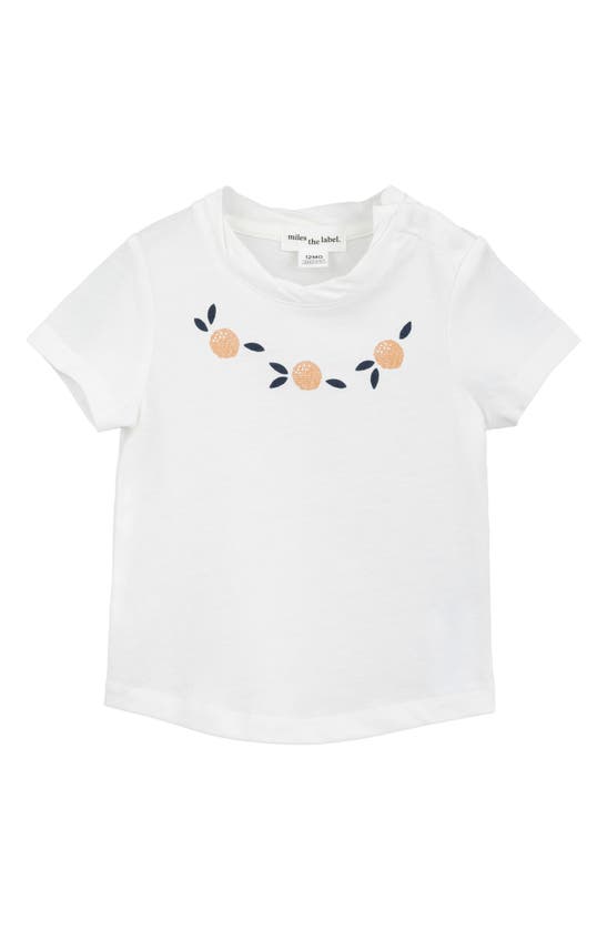 Miles The Label Girls' Oranges Organic Cotton Jersey Graphic Tee - Baby In 101 Off White