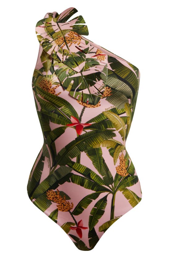 Shop Farm Rio Banana Leaves One-piece Swimsuit In Banana Leaves Pink