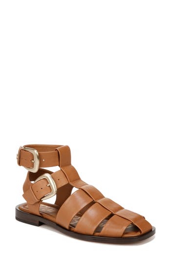 Sam Edelman Dawn Ankle Buckle Sandal Saddle Leather In Saddle Se