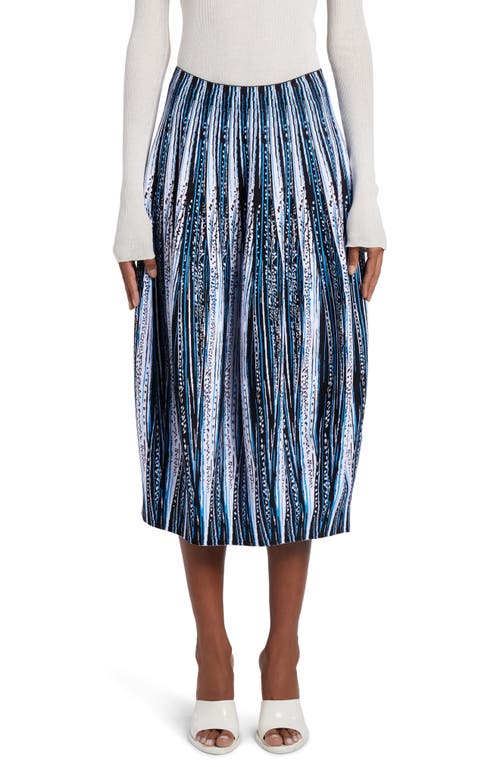 Shop Bottega Veneta Feather Jacquard Balloon Midi Skirt In Blue/black