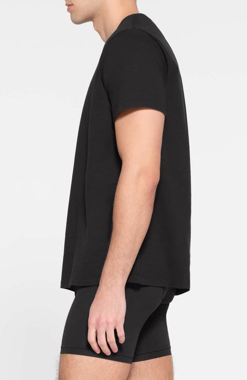 Skims Black Cotton Classic T-shirt In Onyx