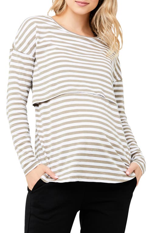 Ripe Maternity Lionel Stripe Long Sleeve Maternity/Nursing T-Shirt at Nordstrom,