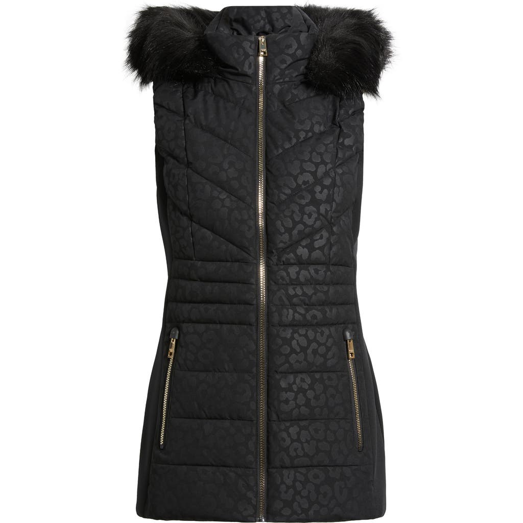 Michael Michael Kors Faux Fur Trim Quilted Vest In Black