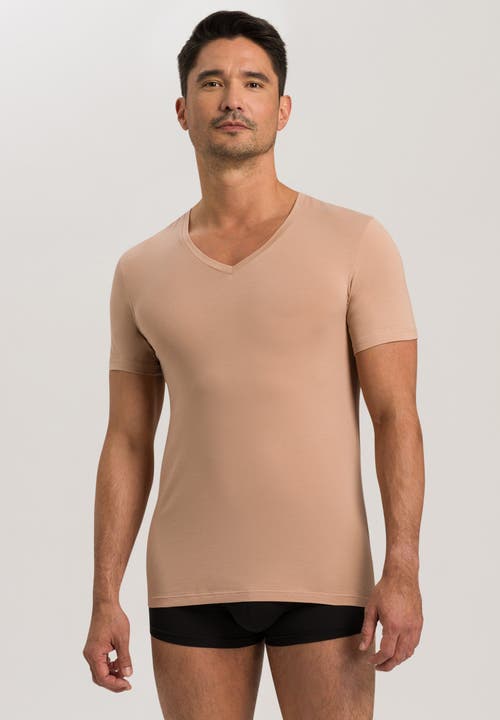 Hanro Cotton Superior V-neck T-shirt In Neutral