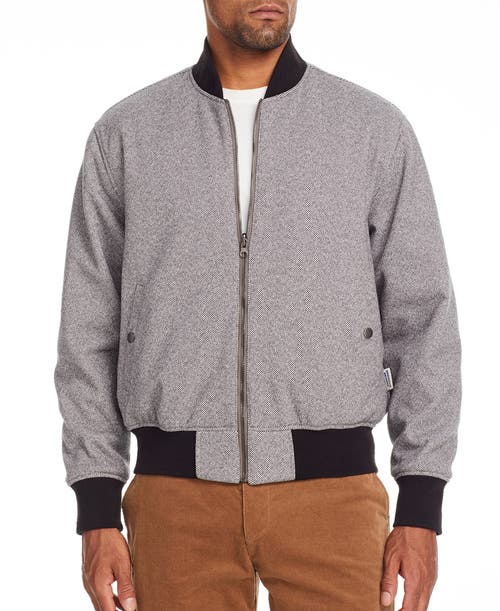 Brooklyn Brigade Herringbone Reversible Bomber Jacket In Black/grey