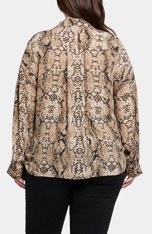 Shop Nydj Becky Snakeskin Print Georgette Top In Victorian Python Pink Taupe