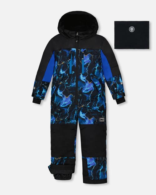 Shop Deux Par Deux Big Boy's One Piece Technical Snowsuit Black Printed Storm