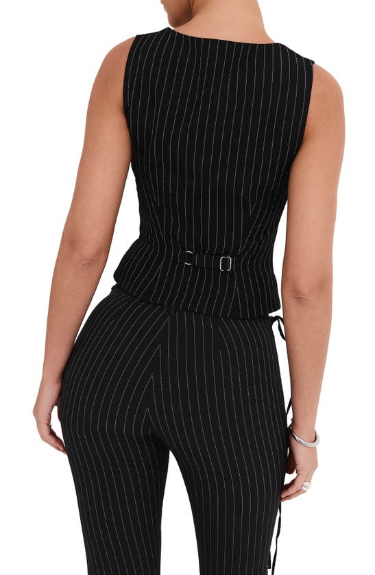 Mistress Rocks Pinstripe Waistcoat In Black