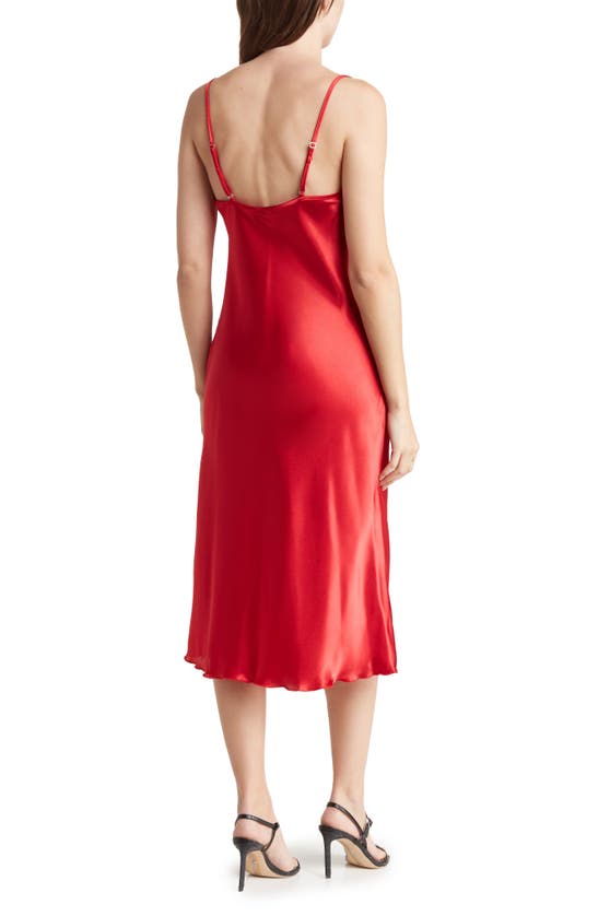 bebe red slip dress NWT bebe red cowl neck midi slip dress