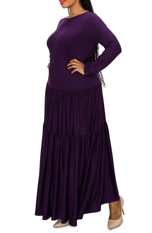 L I V D Long Sleeve Maxi Dress In Eggplant