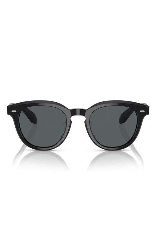 Oliver Peoples N.05 48mm Polarized Small Round Sunglasses In Black