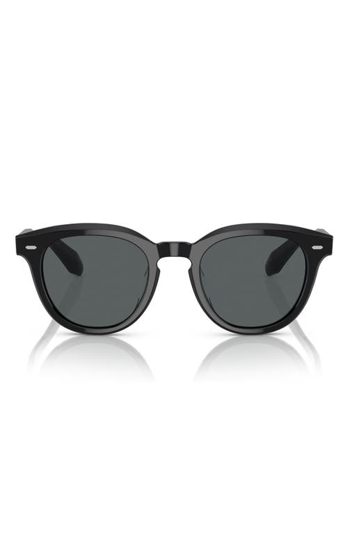 Shop Oliver Peoples N.05 48mm Polarized Small Round Sunglasses In Black