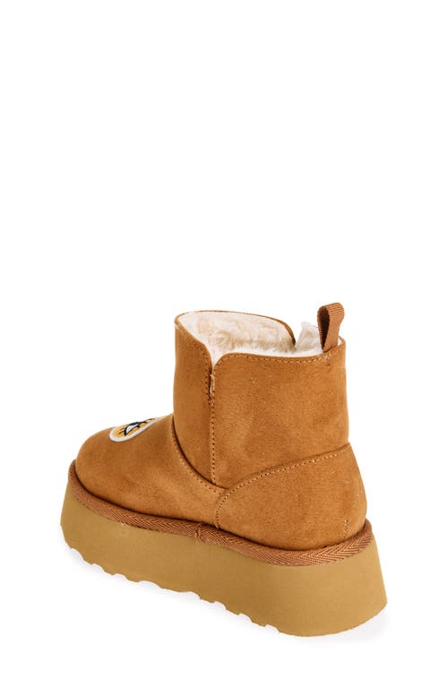 Shop Harper Canyon Kids' Ezra Patch Faux Fur Platform Bootie In Tan Chestnut