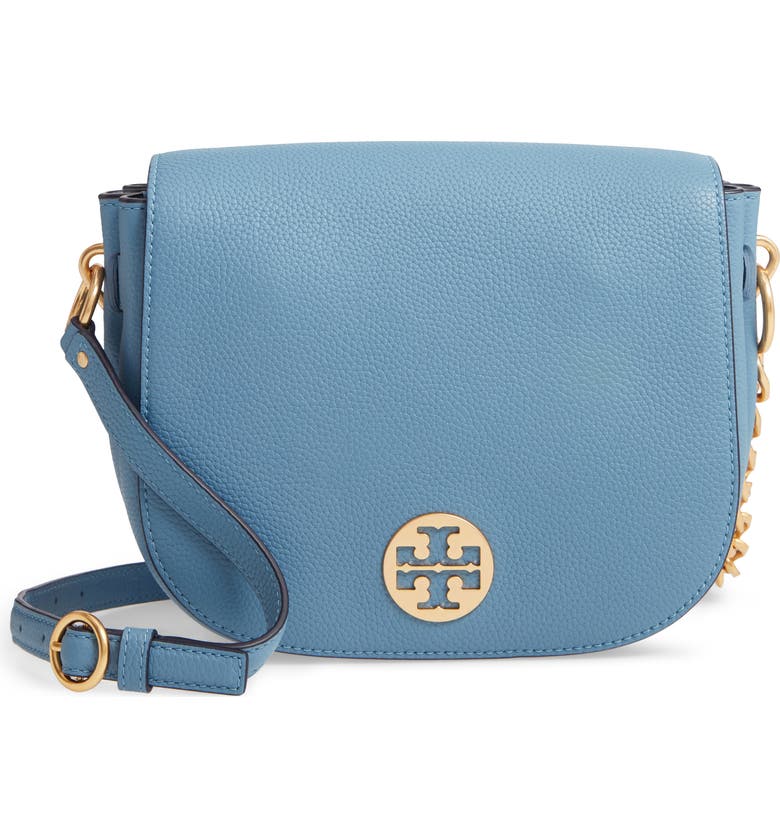 Everly Leather Flap Saddle Bag, Main, color, BLUE YONDER
