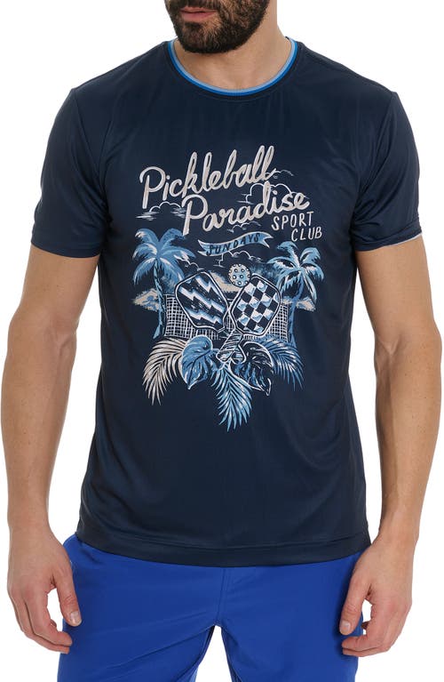 Robert Graham Pickle Sport Club Performance Graphic T-Shirt Navy at Nordstrom,