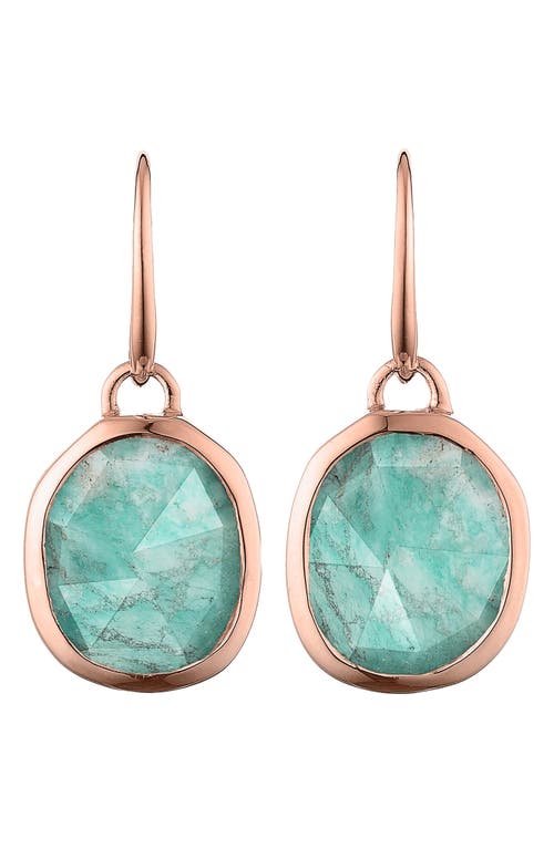 Shop Monica Vinader Siren Semiprecious Stone Drop Earrings In Amazonite/rose Gold