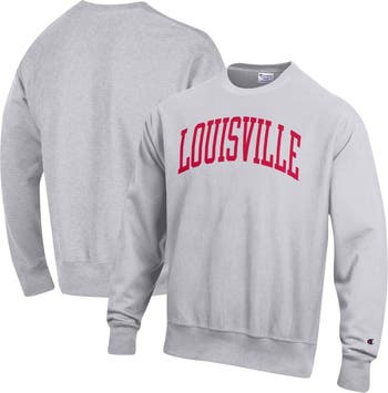 Champion Men's Champion Heathered Gray Louisville Cardinals Arch Reverse  Weave Pullover Sweatshirt